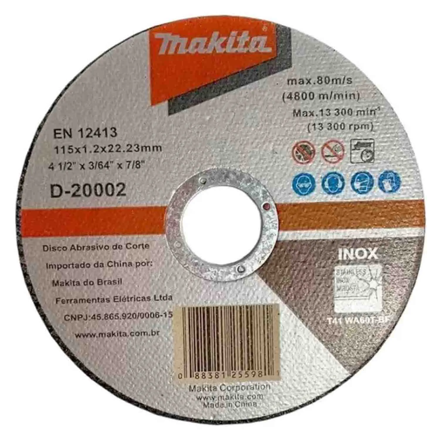 Disco de Corte Inox Makita 4.1/2X1,2X7/8 D-20002-10