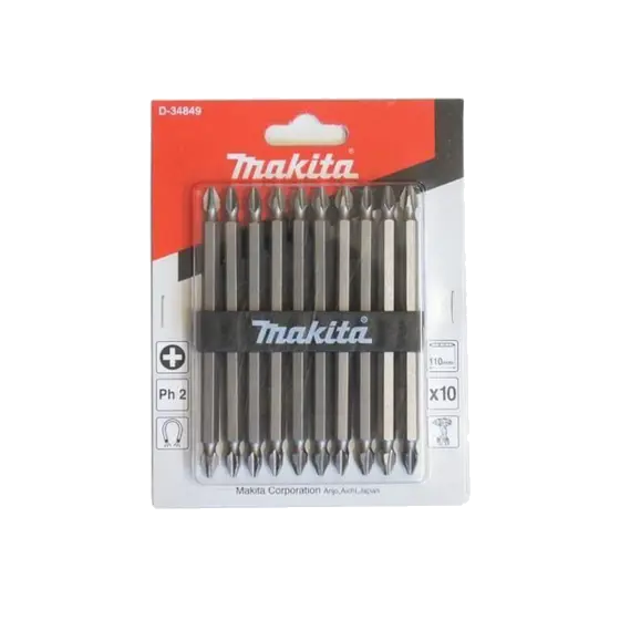 Bits Phillips Makita 1/4 PH2 100MM D-34849 Conjunto com 10 PeÇAs