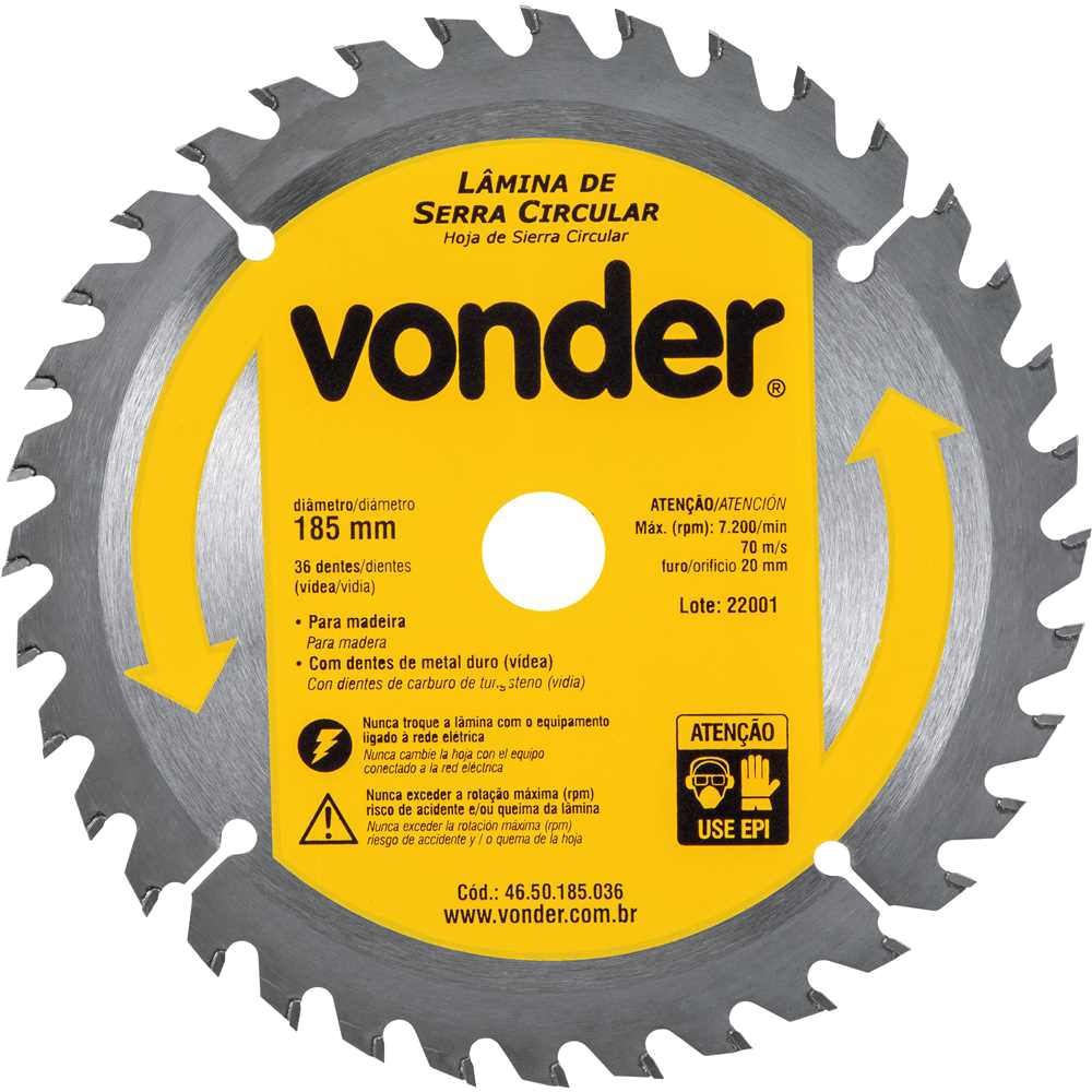 Serra Circular com Dente Widia VONDER 7.1/4X36D VONDER
