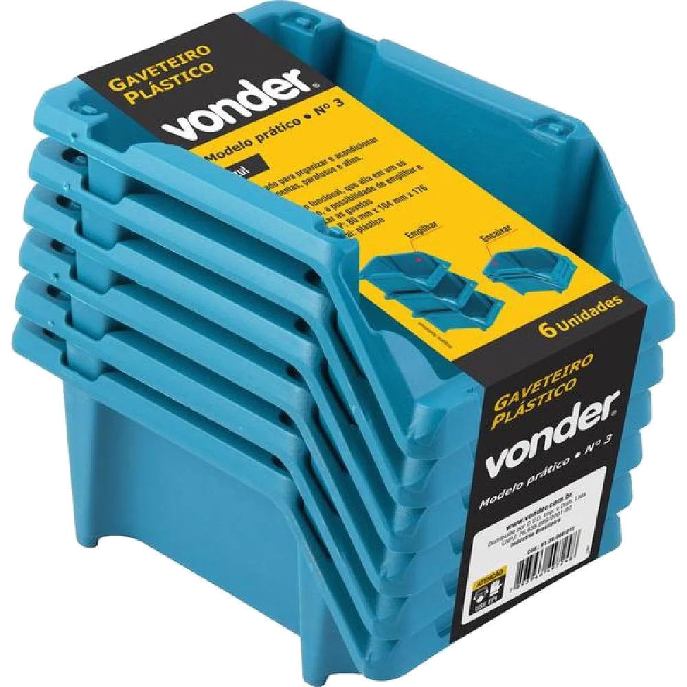 Caixa Gaveteiro Plástico VONDER Azul NO.03