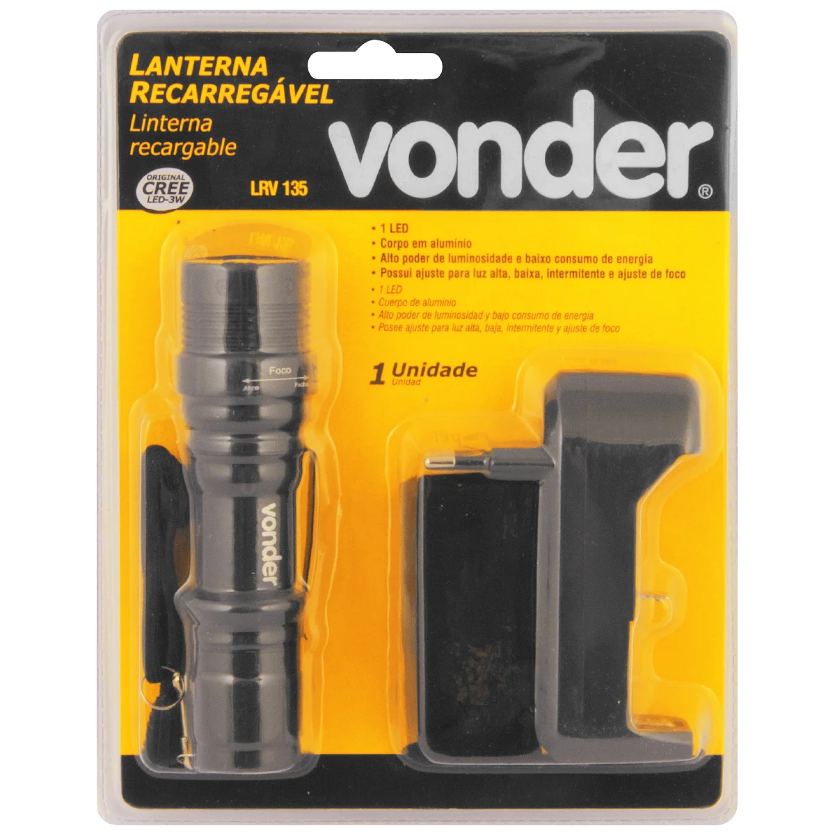 Lanterna Recarregável VONDER LRV135 LED Cree Bivolt
