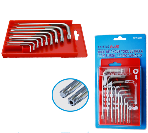 Chave Torx Jg LOTUS T-10 A T-50 CRV Curta-solida 09PCS 5321 Plus