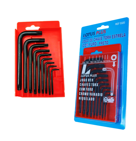 Chave Torx Jg LOTUS T-10 A T-50 Pta Curta-vazada 09PCS 5320 Plus