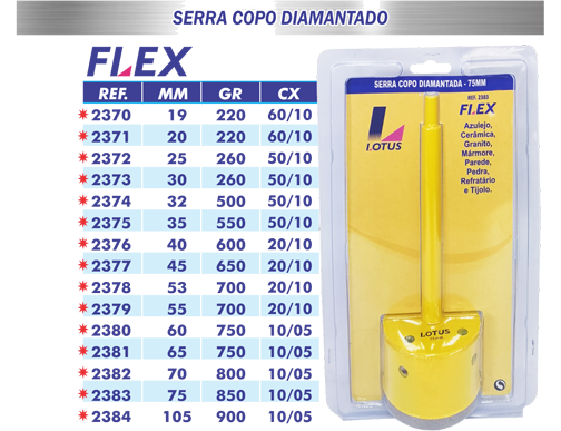 Serra Copo Diamantada LOTUS Flex com Haste 040MM 2376