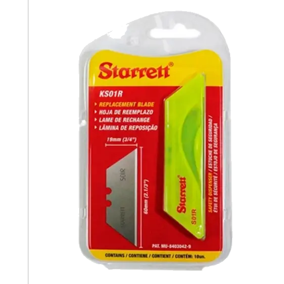 Lam. P/estilete Trapezoidal Cartela C/10PCS STARRETT KS01R/KS01R-1 60X19MM