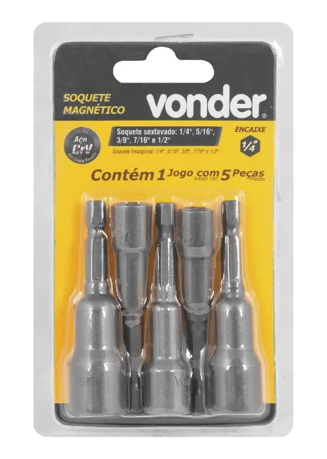 Bits Canhao VONDER Magnetico Jogo com 5PEÇA Milimetro