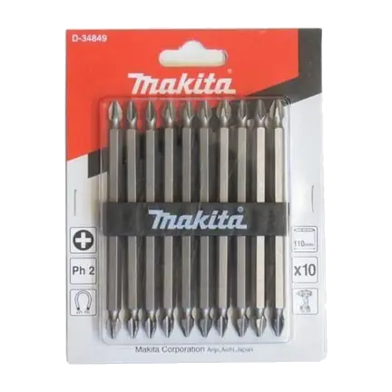 Bits Phillips Makita 1/4 PH2 100MM D-34849 Conjunto com 10 PeÇAs