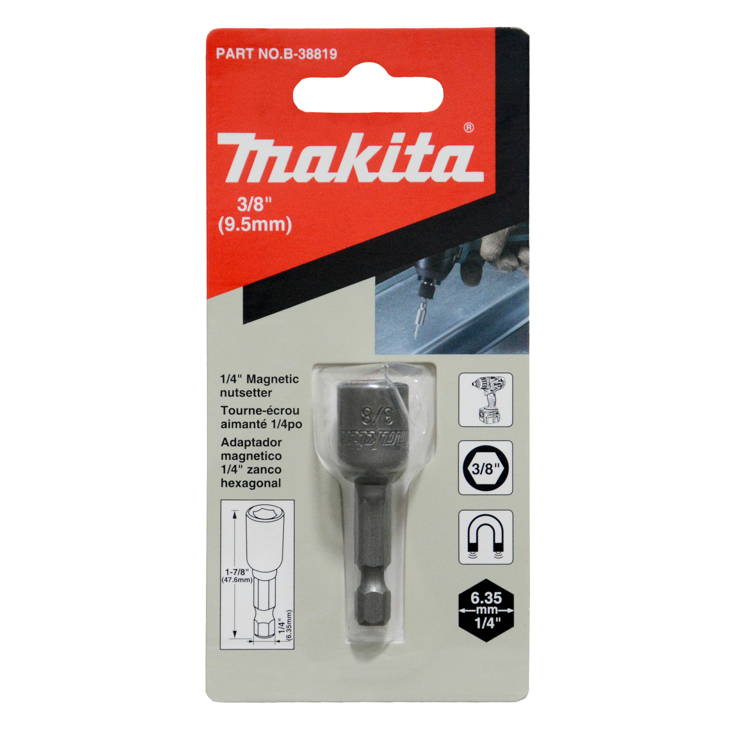 Bits Canhao Makita Magnetico 3/8X1.7/8-B-38819